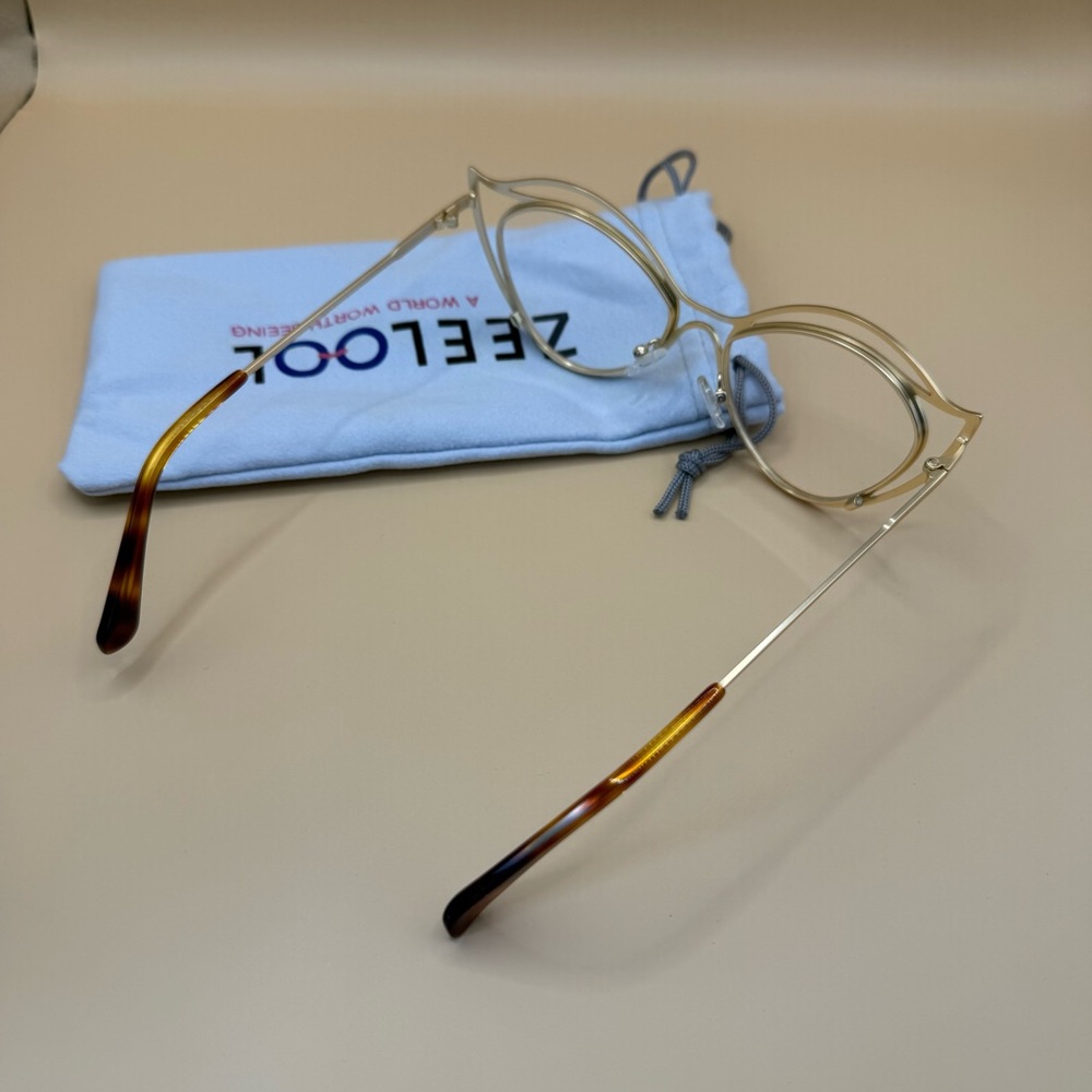 Zeelool Golden Cat Eye Glasses Frames, No prescription - Picture 5 of 6